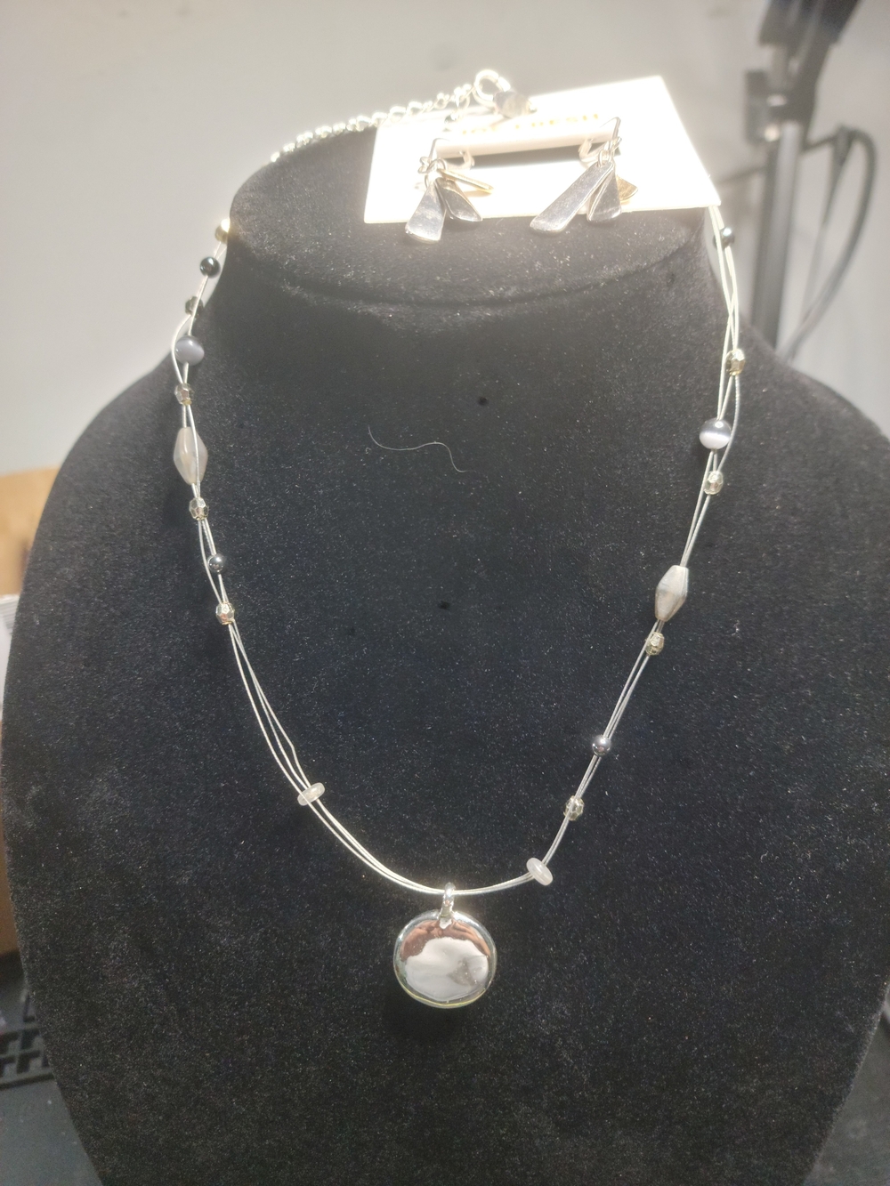 Silver Pendant Multi-Strand Necklace by